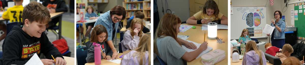 four photos of classroom lesson